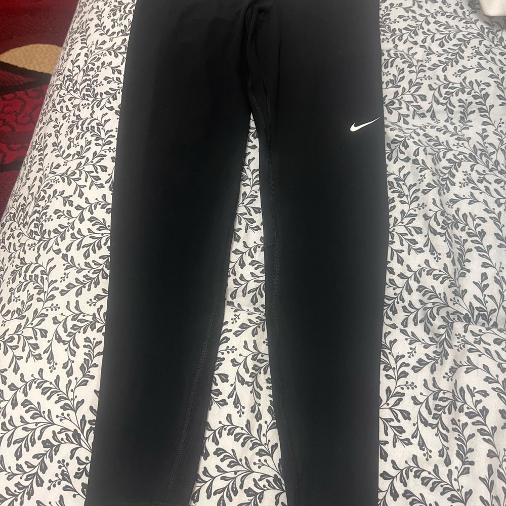 Nike Kids Black Leggings with White Logo